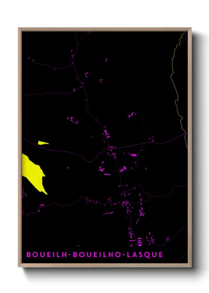 Une affiche de carte sur Boueilh-Boueilho-Lasque