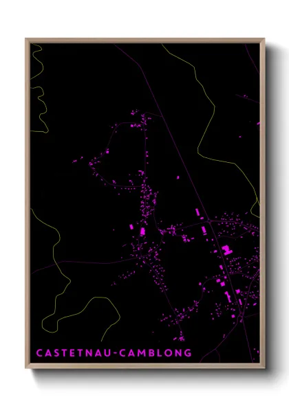Une affiche de carte sur Castetnau-Camblong