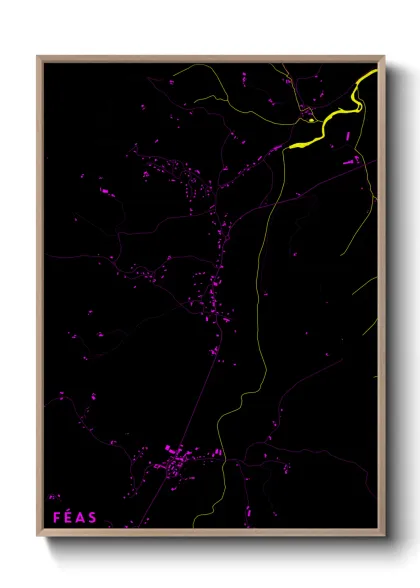 Une affiche de carte sur Féas