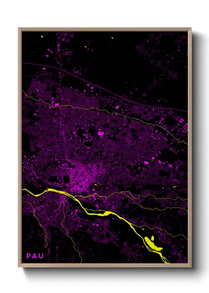 Une affiche de carte sur Pau