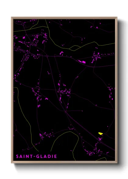 Une affiche de carte sur Saint-Gladie