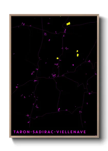Une affiche de carte sur Taron-Sadirac-Viellenave
