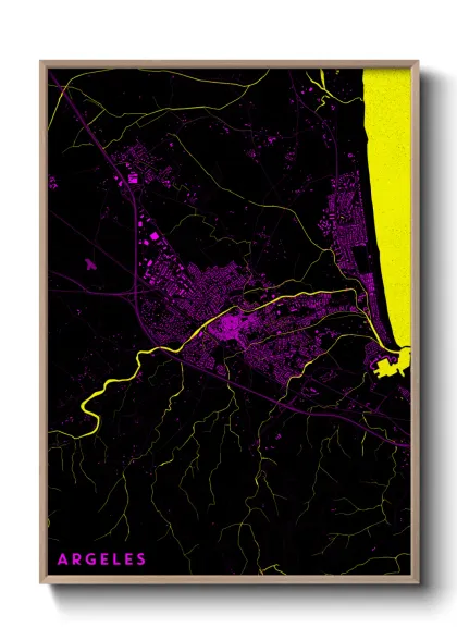 Une affiche de carte sur Argeles