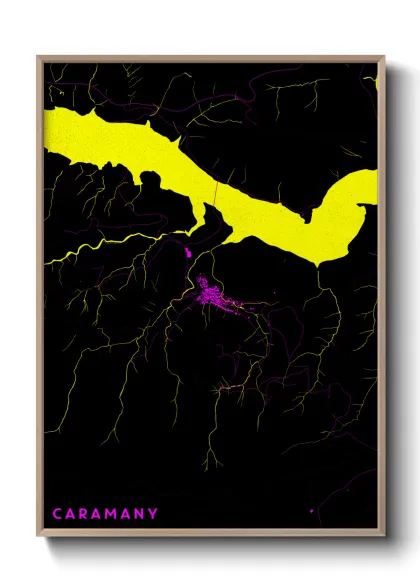 Une affiche de carte sur Caramany