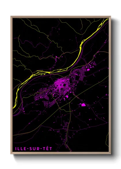 Une affiche de carte sur Ille-sur-Têt