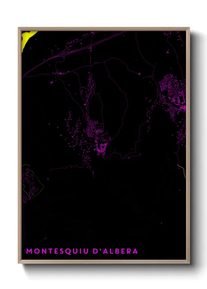 Une affiche de carte sur Montesquiu d'Albera