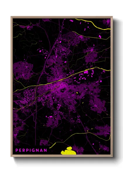 Une affiche de carte sur Perpignan