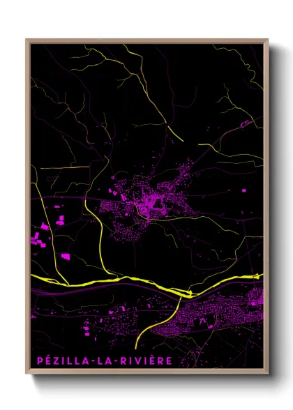 Une affiche de carte sur Pézilla-la-Rivière