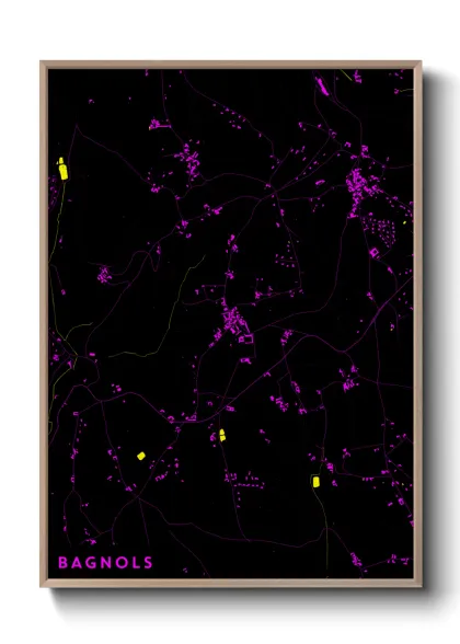 Une affiche de carte sur Bagnols