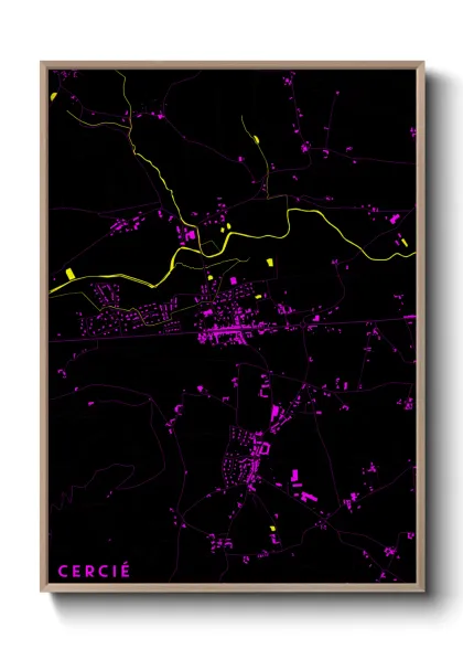 Une affiche de carte sur Cercié