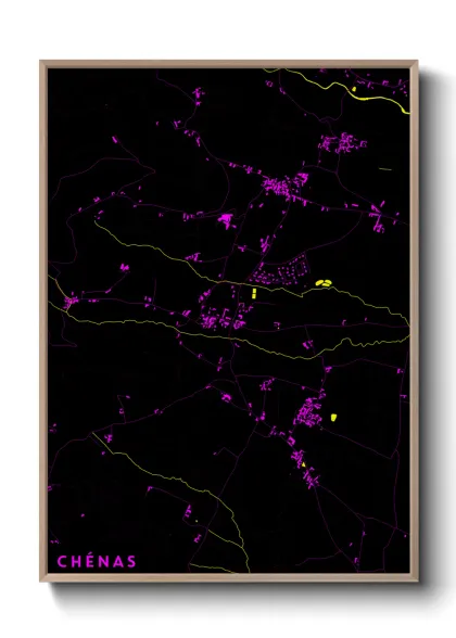 Une affiche de carte sur Chénas