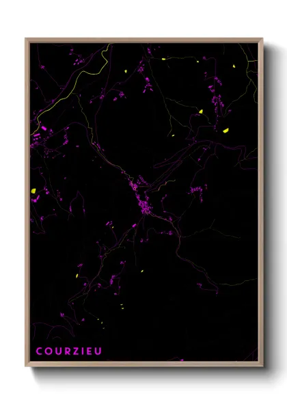 Une affiche de carte sur Courzieu