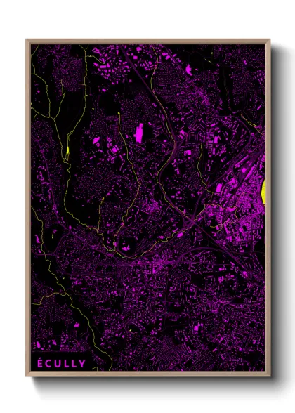 Une affiche de carte sur Écully
