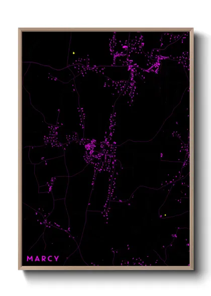 Une affiche de carte sur Marcy