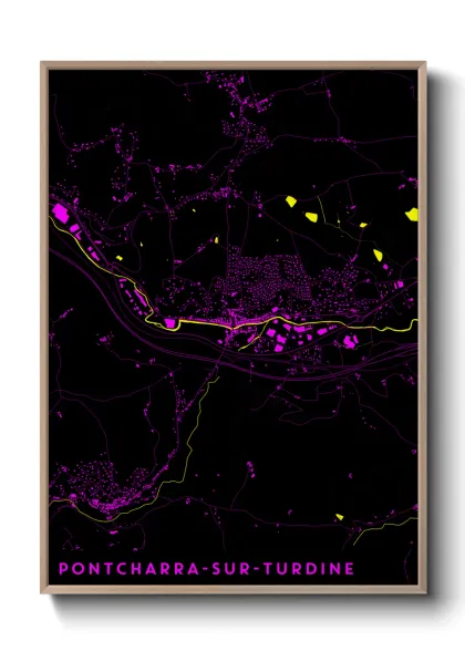 Une affiche de carte sur Pontcharra-sur-Turdine
