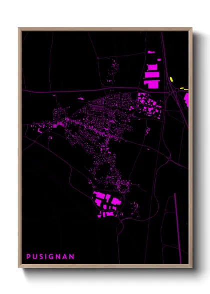 Une affiche de carte sur Pusignan