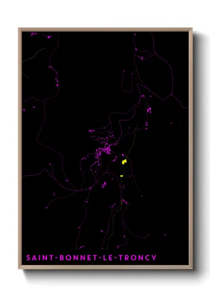 Une affiche de carte sur Saint-Bonnet-le-Troncy