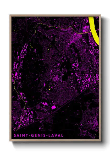 Une affiche de carte sur Saint-Genis-Laval