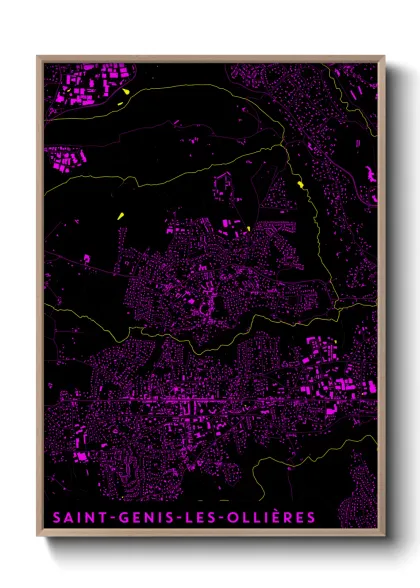 Une affiche de carte sur Saint-Genis-les-Ollières