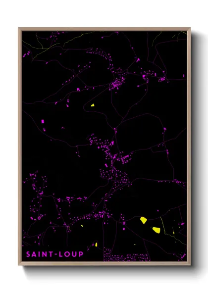 Une affiche de carte sur Saint-Loup