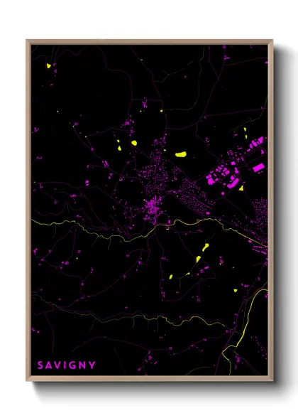 Une affiche de carte sur Savigny