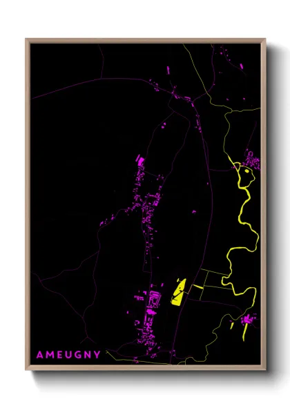 Une affiche de carte sur Ameugny