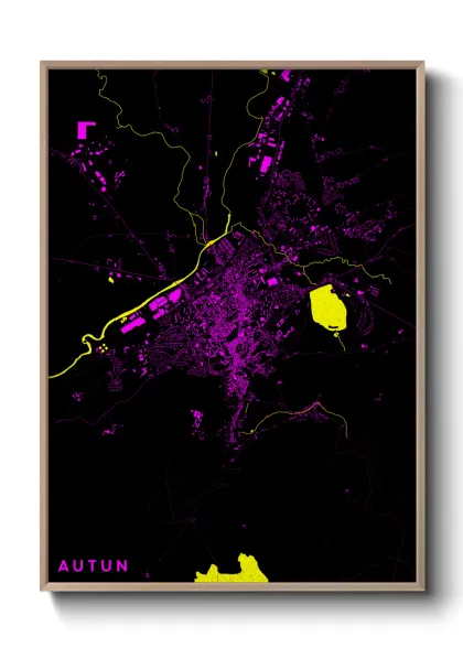 Une affiche de carte sur Autun