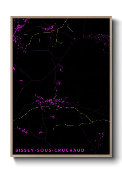 Une affiche de carte sur Bissey-sous-Cruchaud