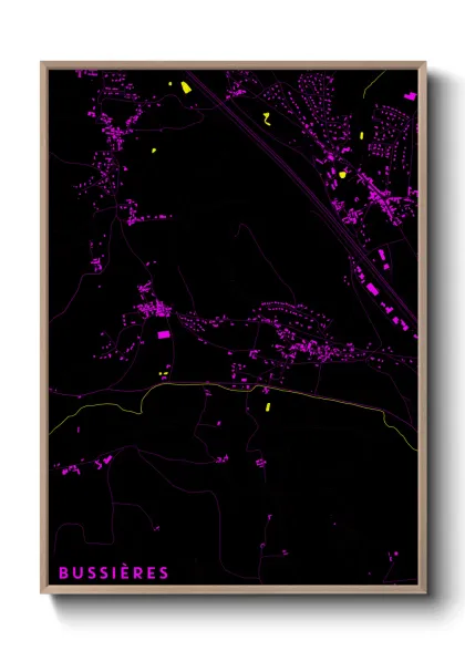 Une affiche de carte sur Bussières