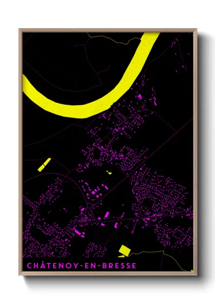 Une affiche de carte sur Châtenoy-en-Bresse