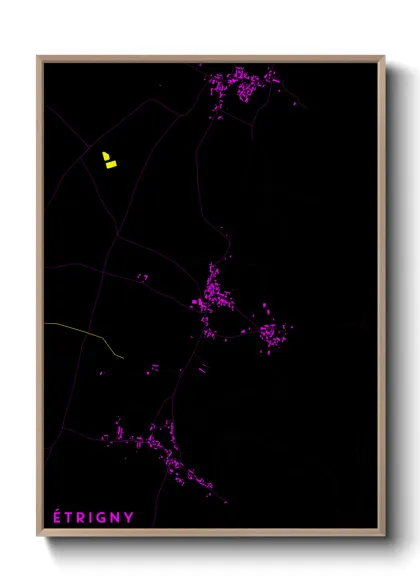 Une affiche de carte sur Étrigny