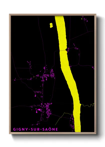 Une affiche de carte sur Gigny-sur-Saône