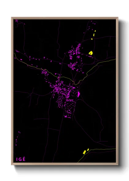 Une affiche de carte sur Igé