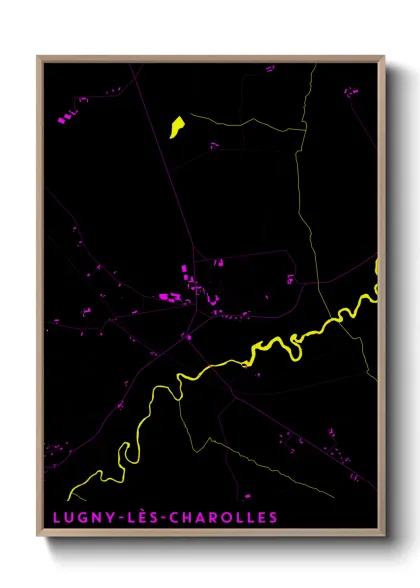 Une affiche de carte sur Lugny-lès-Charolles