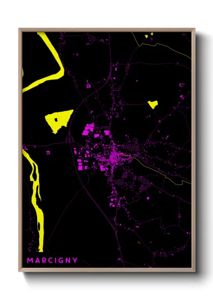 Une affiche de carte sur Marcigny
