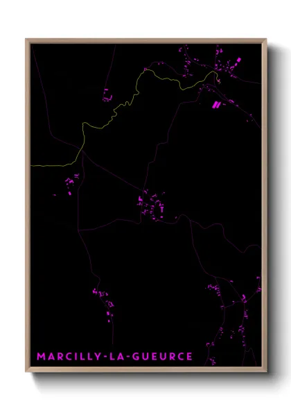 Une affiche de carte sur Marcilly-la-Gueurce