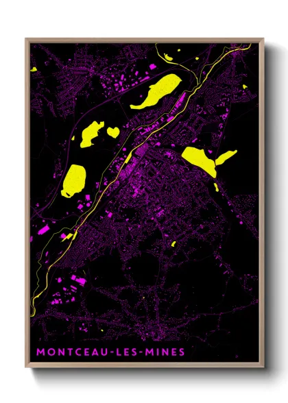 Une affiche de carte sur Montceau-les-Mines