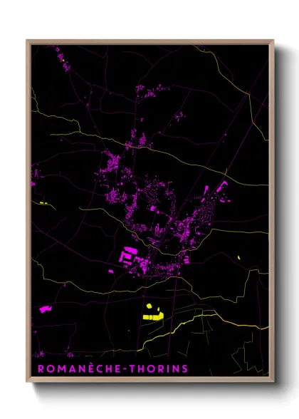 Une affiche de carte sur Romanèche-Thorins