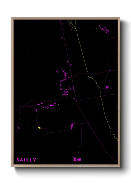 Une affiche de carte sur Sailly