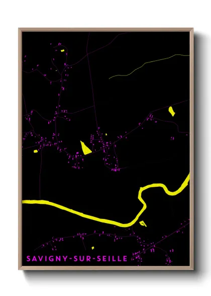 Une affiche de carte sur Savigny-sur-Seille