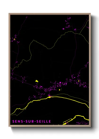 Une affiche de carte sur Sens-sur-Seille