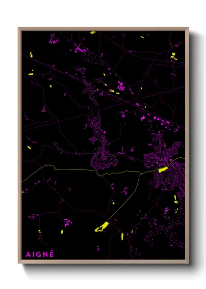 Une affiche de carte sur Aigné
