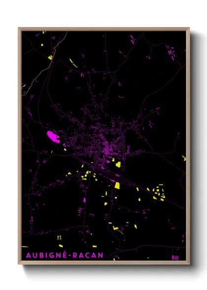 Une affiche de carte sur Aubigné-Racan