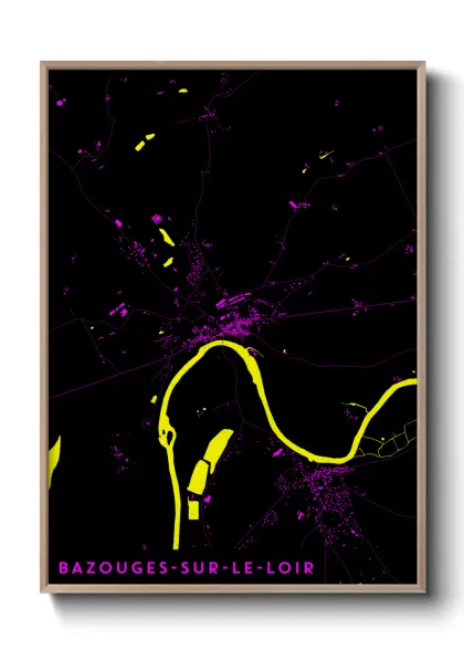 Une affiche de carte sur Bazouges-sur-le-Loir