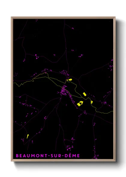 Une affiche de carte sur Beaumont-sur-Dême