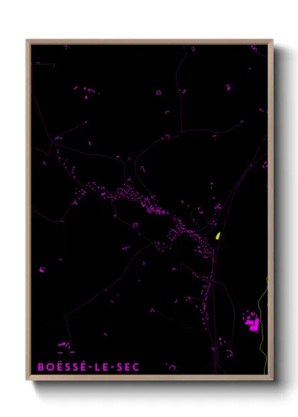 Une affiche de carte sur Boëssé-le-Sec