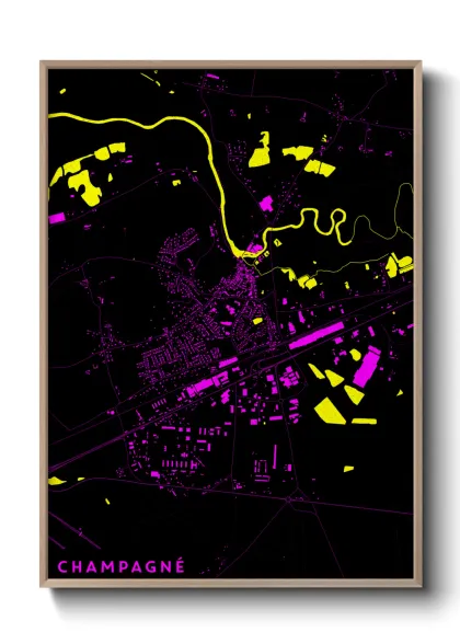 Une affiche de carte sur Champagné