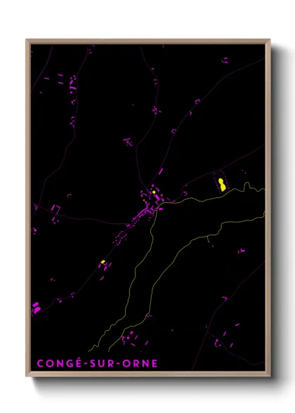 Une affiche de carte sur Congé-sur-Orne