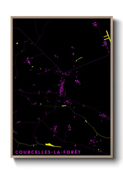 Une affiche de carte sur Courcelles-la-Forêt