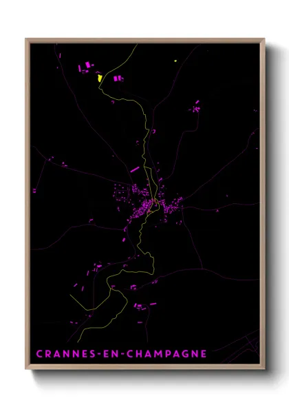 Une affiche de carte sur Crannes-en-Champagne